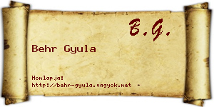 Behr Gyula névjegykártya